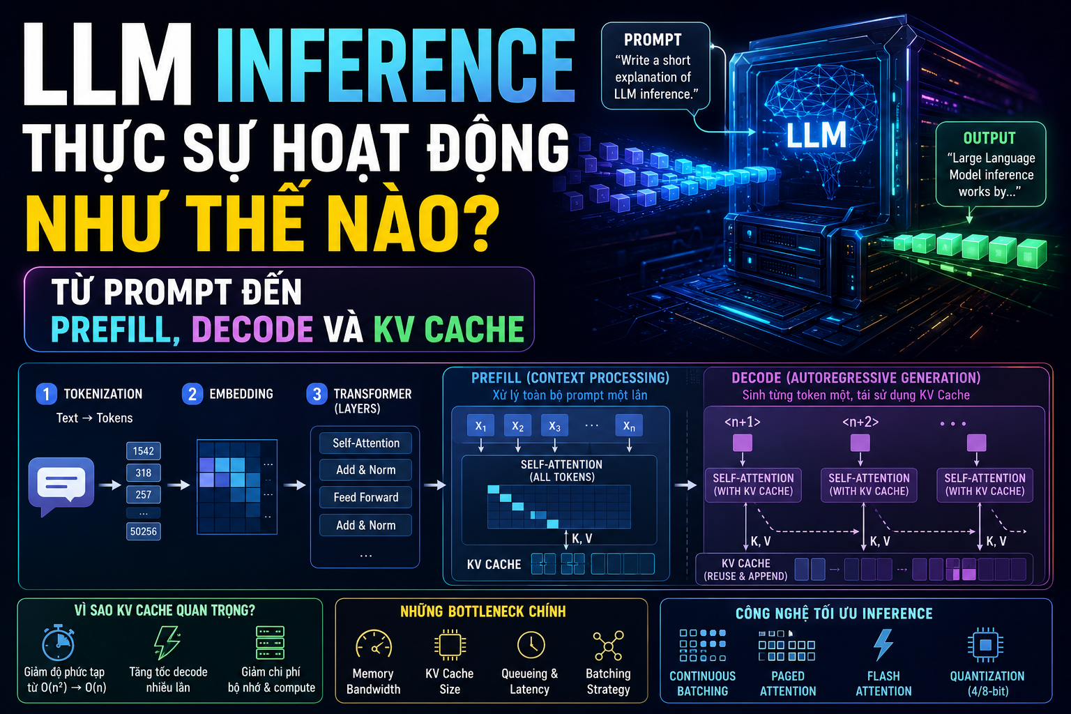 Minh họa cho bài LLM Inference, Prefill, Decode và KV Cache